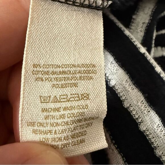 Free People Top Womens Size M Cropped Striped Ribbed 3/4 Sleeve Stretch Nautical - Picture 8 of 10